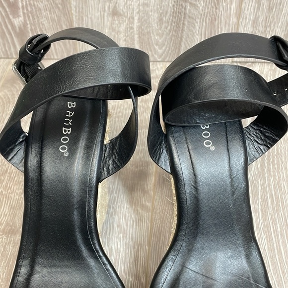 Bamboo Espadrille High Wedge Platform Heel Square Toe Ankle Strap Sandals 8 - Picture 6 of 14